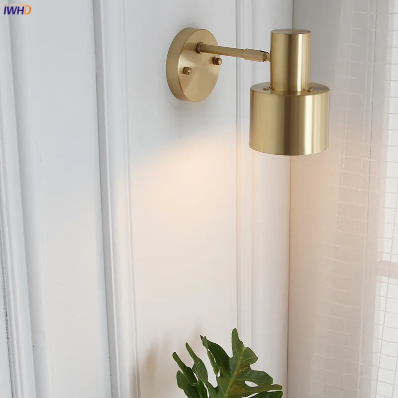  IWHD Nordic Modern Copper Wall Lights For Home Lighting Bedroom Bathroom Mirror Beside Vintage LED  - 32970859141