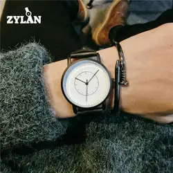 ZYLAN простой Винтаж чёрный; коричневый Англия Стиль Кожа розового золота Кварцевые наручные часы для Для женщин Для мужчин молодых