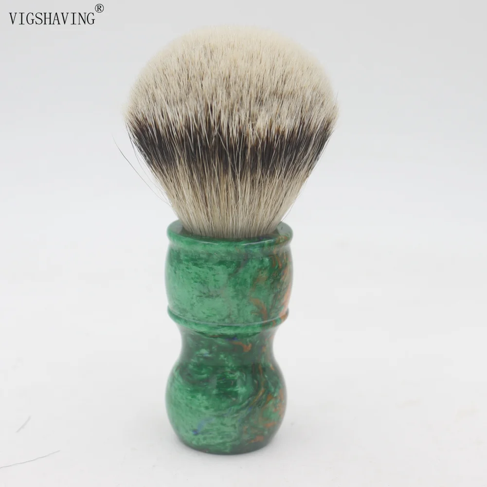 VIGSHAVING красочные полимерные ручки Silvertip барсук волос мужчин щетка для бритья - Цвет: Green