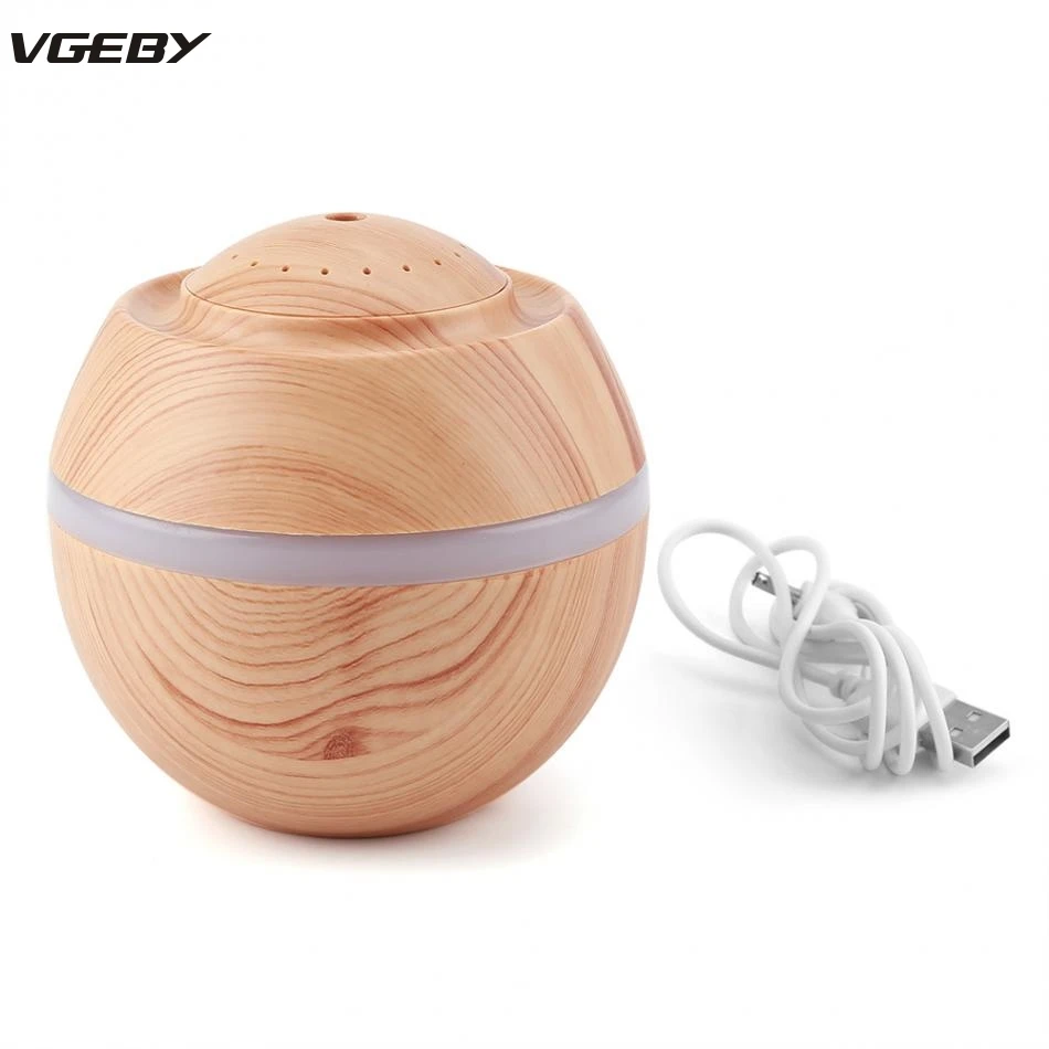 

500ML Aromatherapy Wood Grain Ultrasonic Humidifier Cool USB Air Oil Diffuser Purifier LED Lights Mist Home Bedroom Office Room