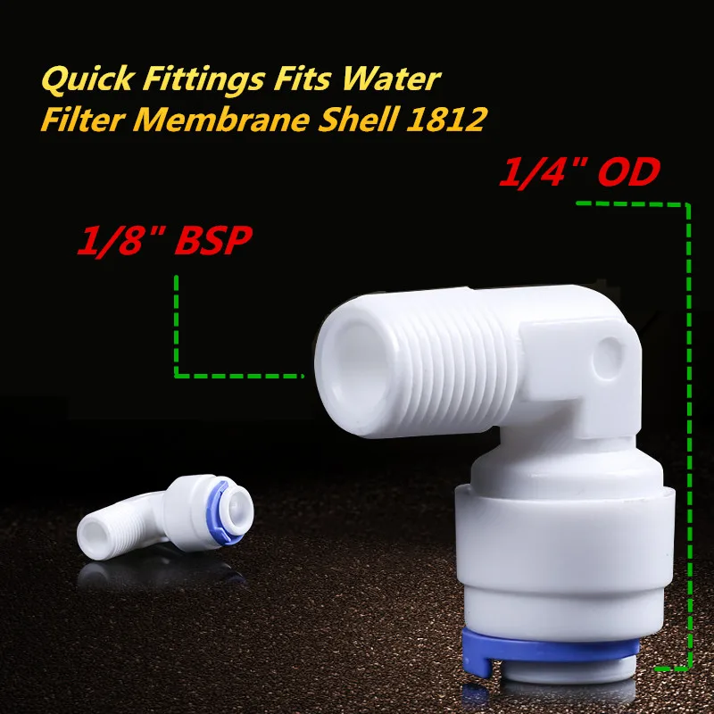 

1/8" Male Thread Connection 1/4" OD Tube Elbow Quick Connector Fittings For Aquarium RO Water Filter Reverse Osmosis System