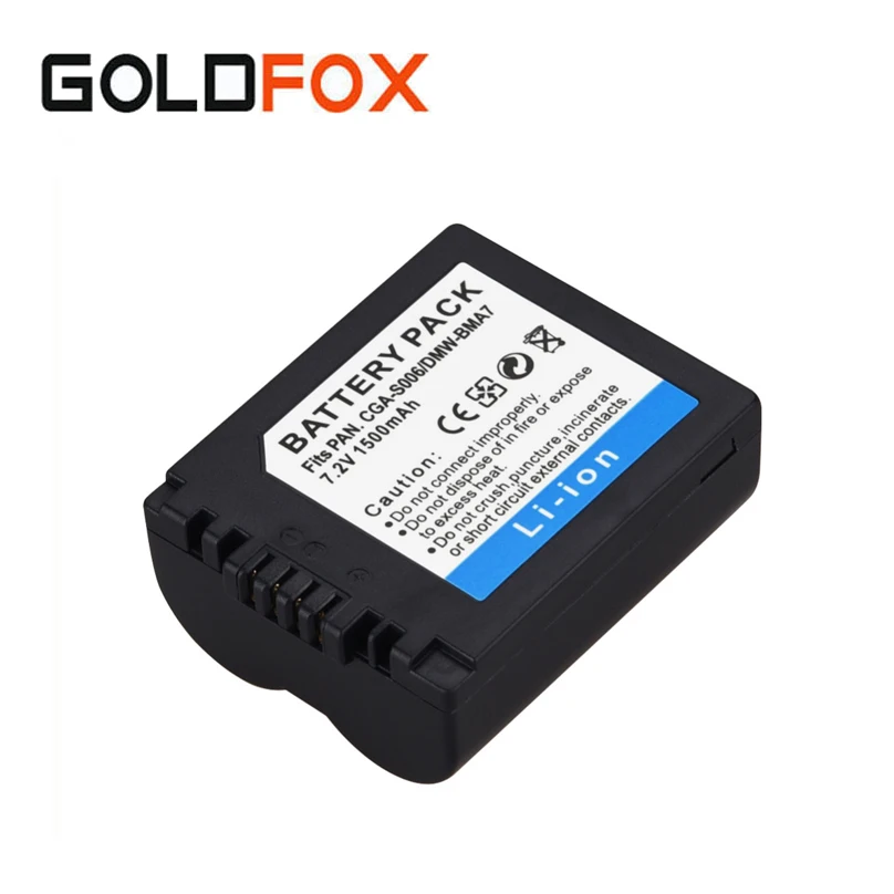 

1pc 1500mAh CGA-S006 S006E Li-ion Battery CGR-S006E/DMW-BMA7 Camera Battery For Panasonic Lumix DMC-FZ7 FZ8 FZ18 FZ28 FZ35 FZ50