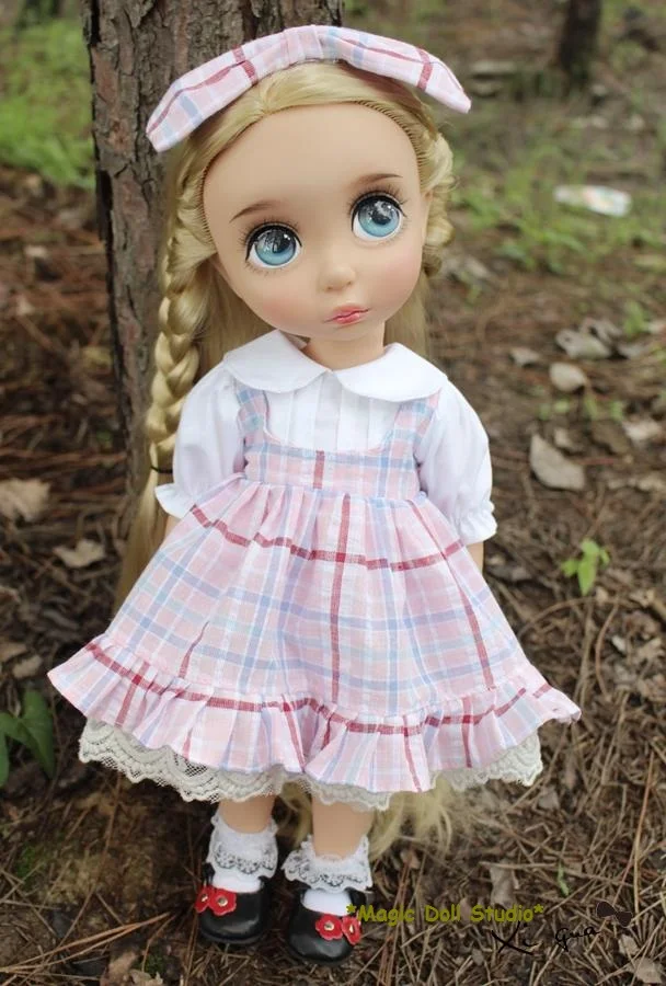 

[RDY069]2016 New 16" Disyne Doll Outfits # Gird Dress and Hair Bow Set for 16 inch Disyne girl doll clothes for retail