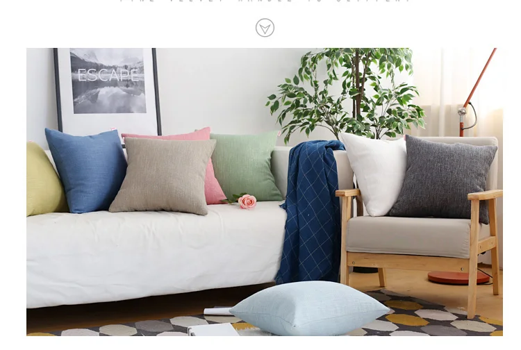 Однотонная наволочка для подушки, однотонный домашний декоративный Винтажный Розовый, слоновая кость, синий, зеленый чехол для подушки на диван-кровать для дома 45x45 см 50x50 см 60x60 см