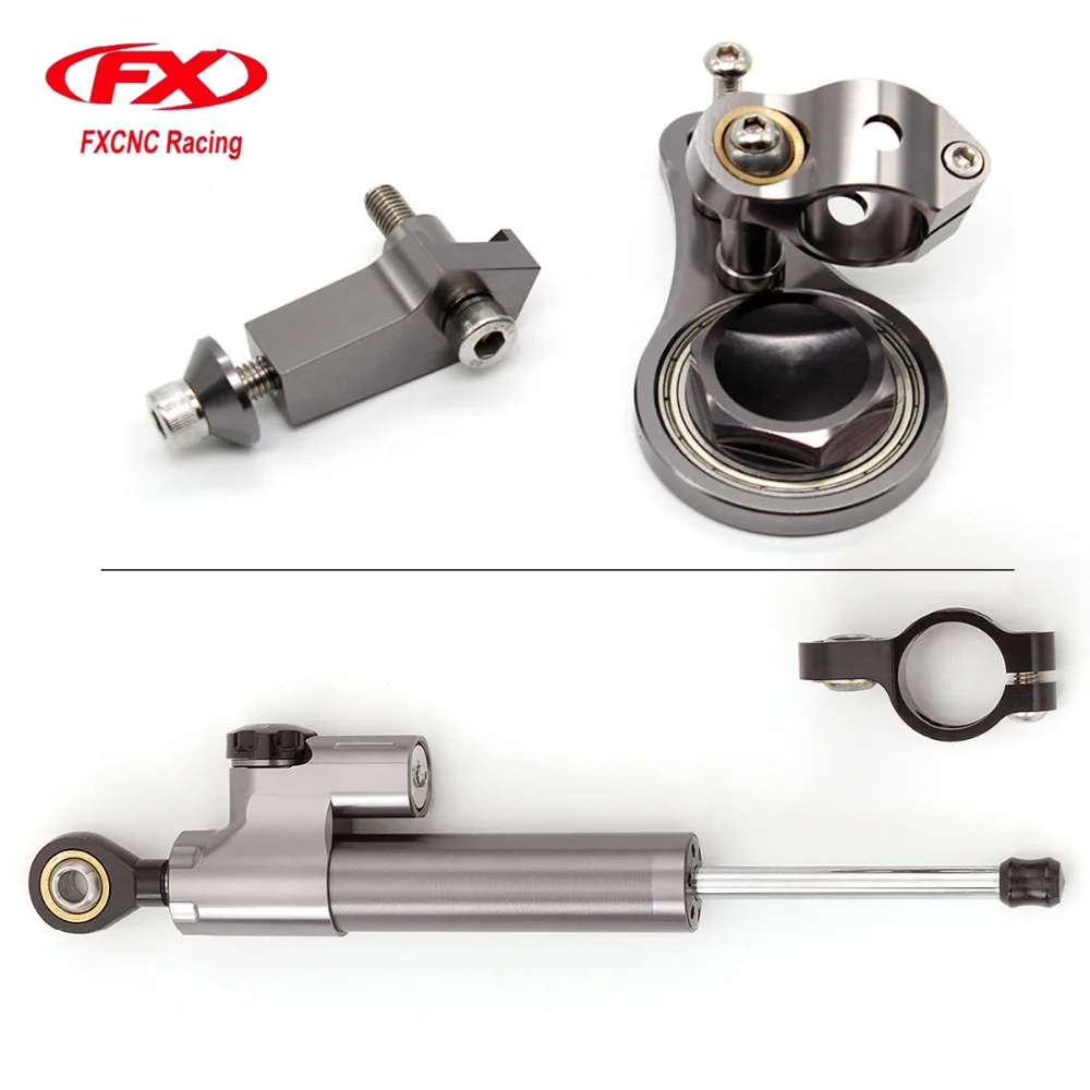 

For Kawasaki ZX636 ZX6R 2005 2006 Aluminum Motorcycle Stabilizer Damper Steering Mounting Mount Bracket Holder Support Kit Set