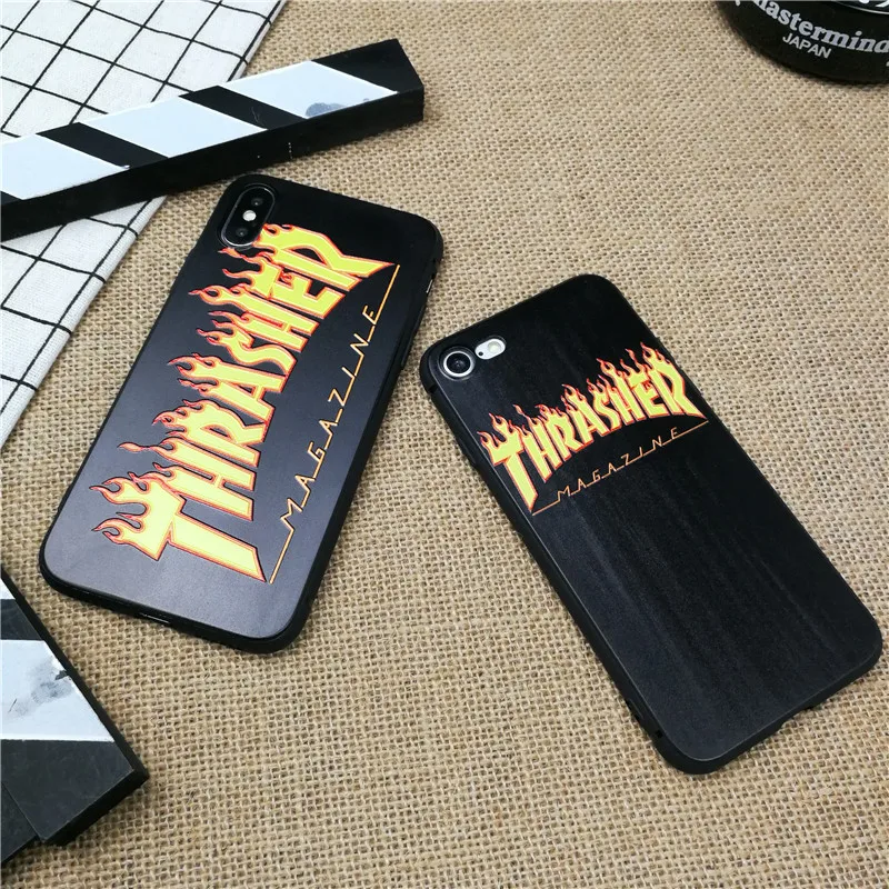 

Street skateboard flame phone cover case for iphone X XS MAX XR 8 7 6 6S PLUS 5 5s se luxury relief matte soft silicone Coque
