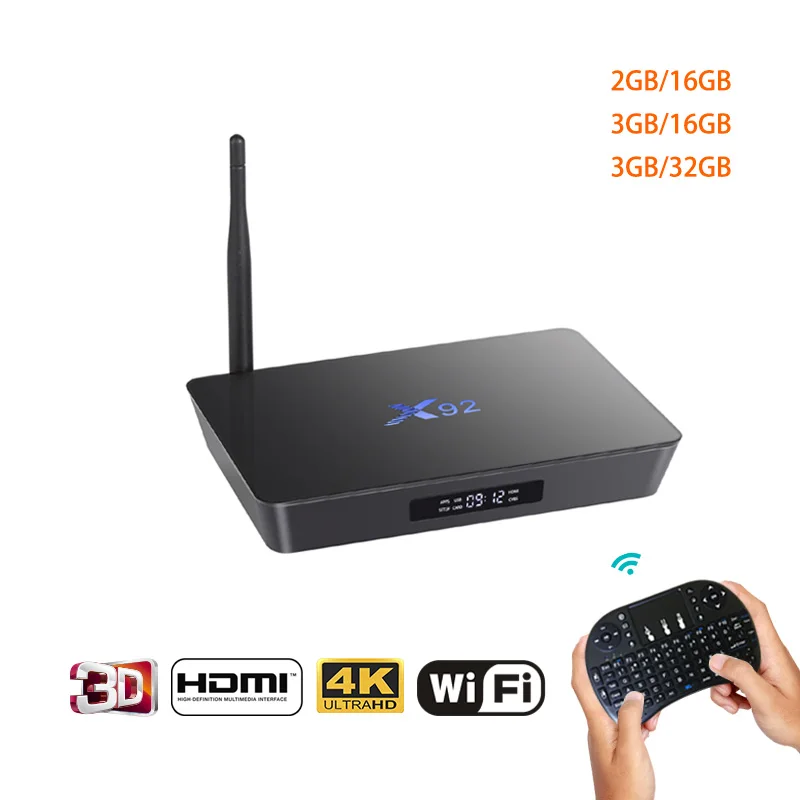 X92 Android7 1 Smart TV Box 2GB 3GB DDR3L 16 32GB Amlogic S912 Octa Core CPU