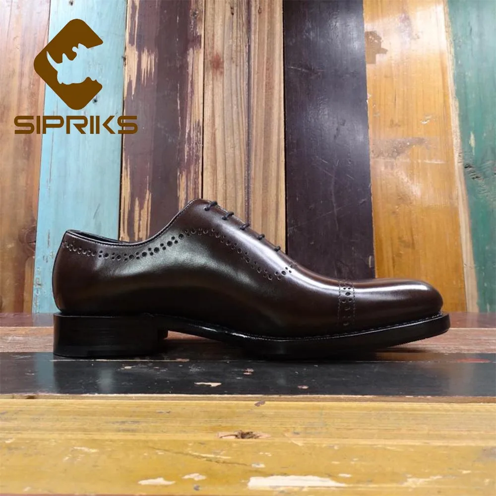 Goodyear Welted marrom Sipriks Sapatos Homens Elegante Bezerro Couro Preto Marrom Itália De Grande Tamanho Esculpida Importados Escuro 44 Clássico Preto Dos Oxfords 1wrqcZ1Ba