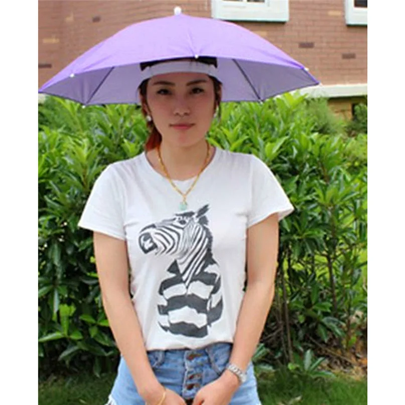 Portable Outdoor Sports 55cm Umbrella Hat Cap Folding Women Men Umbrella Fishing Hiking Cycling Caps Headwear #2M11 (8)