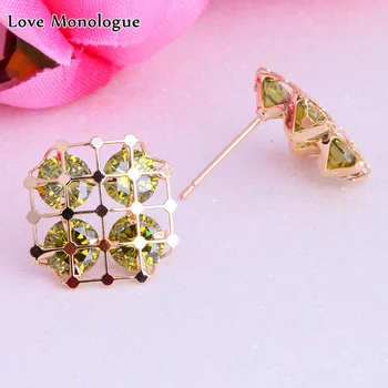 激安 トレンディ平方模造ペリドットガーネット立方キュービックジルコニアスタッドピアスイエローゴールドカラージュエリークリスマスギフトx0095