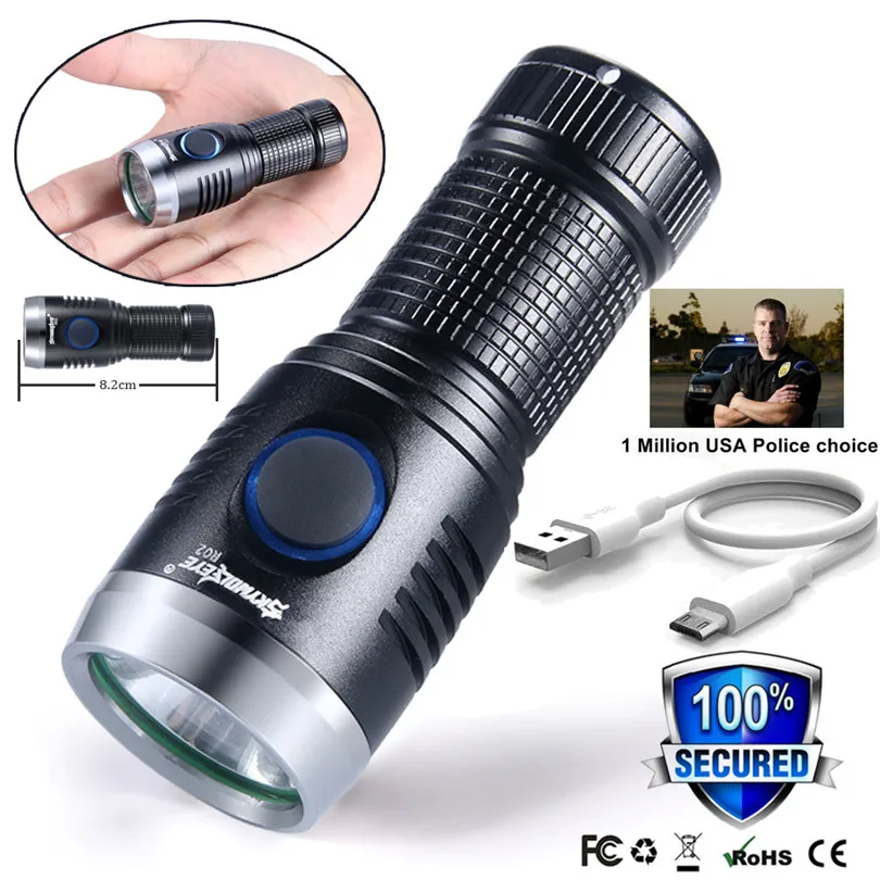 Mini Pocket Led Torch USB Flashlight Rechargeable XPE Tactical Military LED Flashlight Torch Lamp Linterna Led Recargable 20NE153
