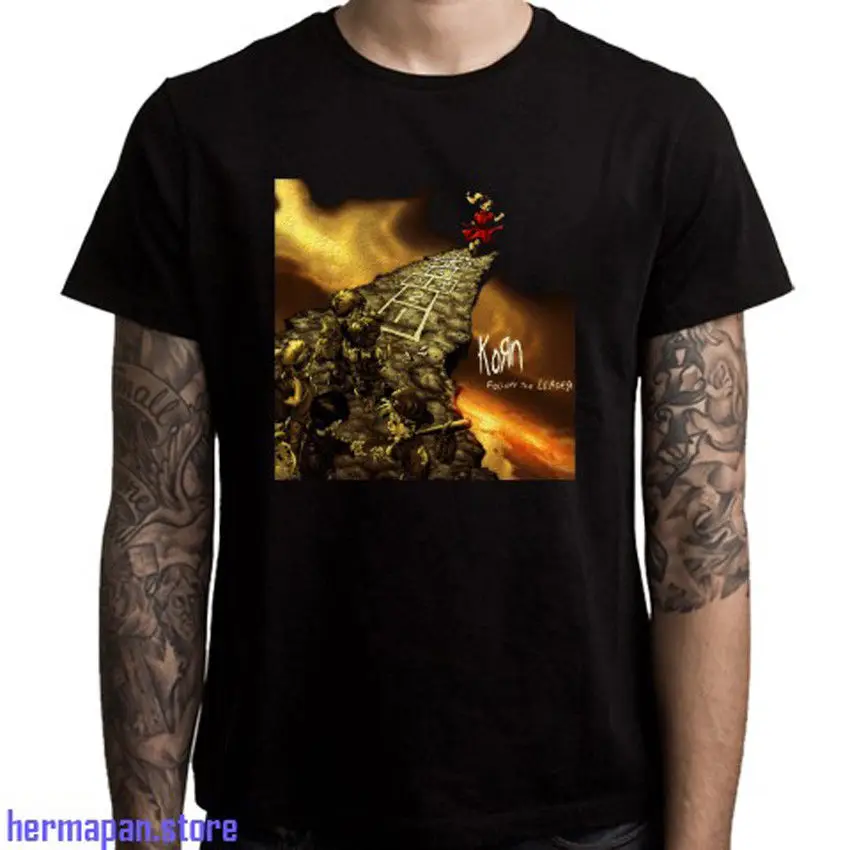 Новый Korn Follow The Leader альбом Мужская Черная Футболка размер S до 3XL на заказ печатная