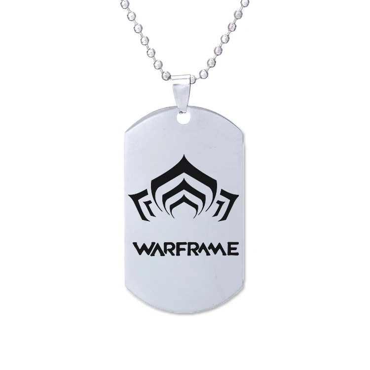 

Warframe charm Necklace dog tag stainless steel pendant necklace long beaded chain jewelry fans game jewelry mens necklace