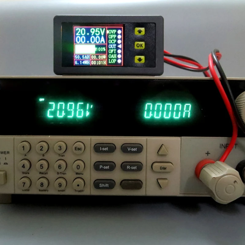 Kopen Digitale Multimeter Batterij Capaciteit Tester Voltmeter Amperemeter DC 0 90V 0 20A Amp Power Meter Elektrische Lcd kleurenscherm display
