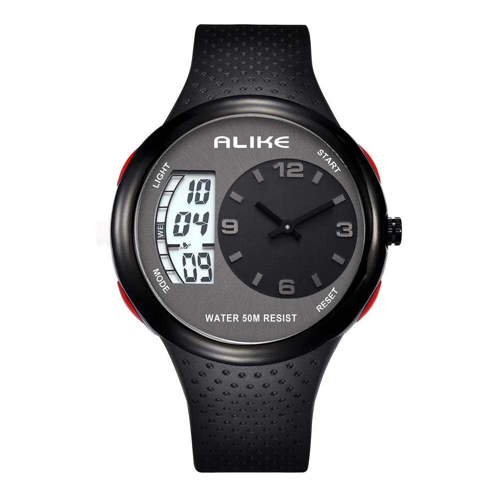 Роскошные часы мужские спортивные часы водонепроницаемый светодиодный цифровой кварцевые мужские военные наручные часы Мужские часы Relogio Masculino - Цвет: Черный