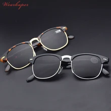 WEARKAPER, Ретро стиль, двойное использование, защита от солнца, дизайнерские очки для чтения, для мужчин и женщин, складные очки, металлические очки