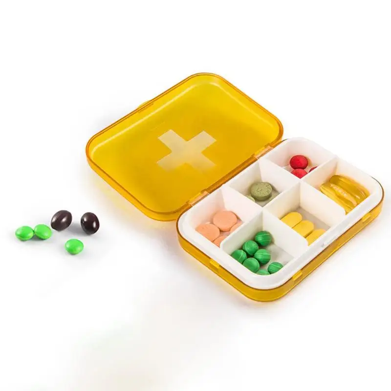 Портативный мини 6 сетки Pill Case экологически чистые Pill Box Медицина коробка планшеты Диспенсер Организатор Pill Case разветвители