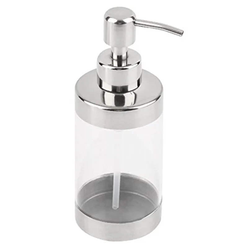 

350ml Acrylic Plus 304 Stainless Steel Liquid Bottle Creative Manual Soap Dispenser Transparent Emulsion Hand Sanitizer Bottle