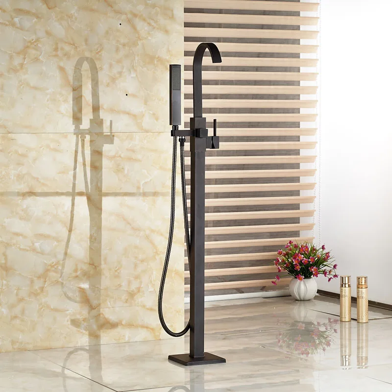 Good Quality Brass Single Handle Floor Mount Free Standing Tub Filler