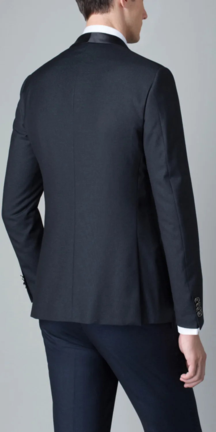 Blue Business Style Suit Groom Tuxedos Wedding Suits Shawl Collar Prom Party Suit 2 Pcs Single Breasted Classic Blazer Men 2018