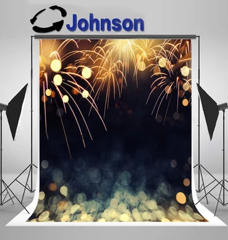 

wall photo backdrop Vinyl cloth High quality Computer print Gold Dark Blue Fireworks Bokeh backgrounds