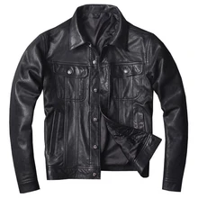 Новинка, Мужская Черная куртка из натуральной кожи, повседневная куртка из козьей кожи для верховой езды, приталенная байкерская куртка, S-4XL