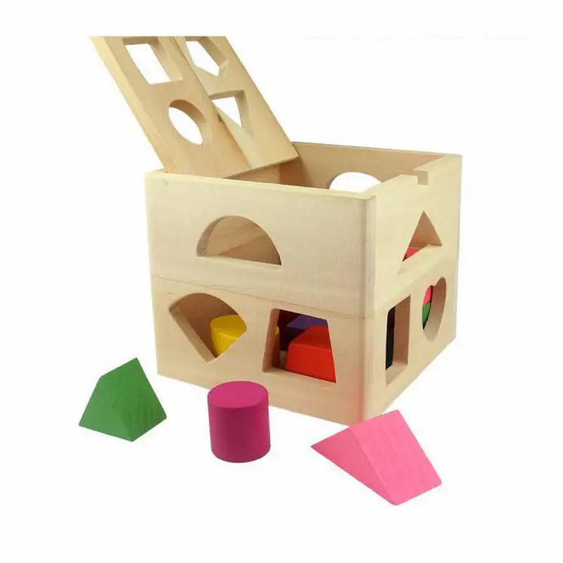 13 отверстие деревянный ящик форма соответствующие Блок Игрушка Дети развивающая игрушка конструктор Геометрия сборки разведки раннего образования