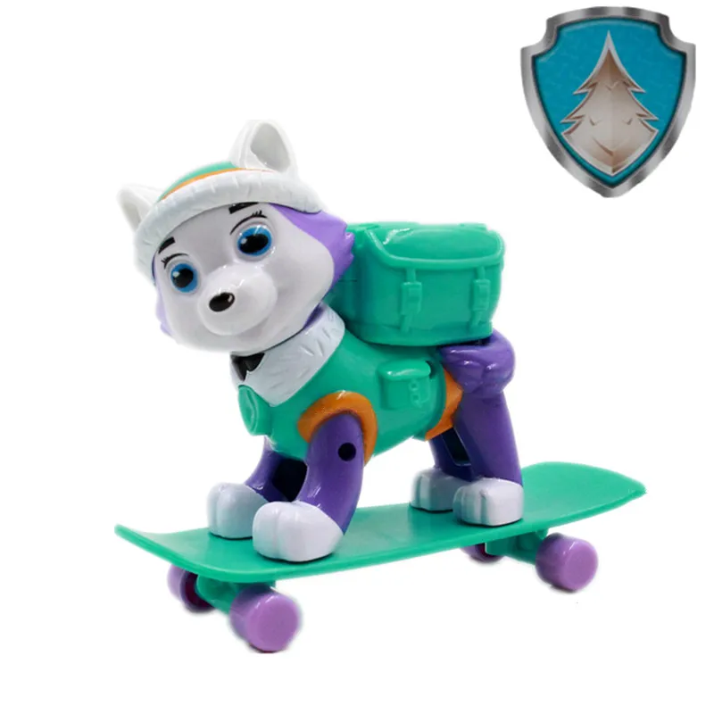 

New Paw Patrol Everest Dog Skateboard Puppies Can Be Deformed Patrol Patrulla Canina PVC Doll Toys Action Figure Model Toys