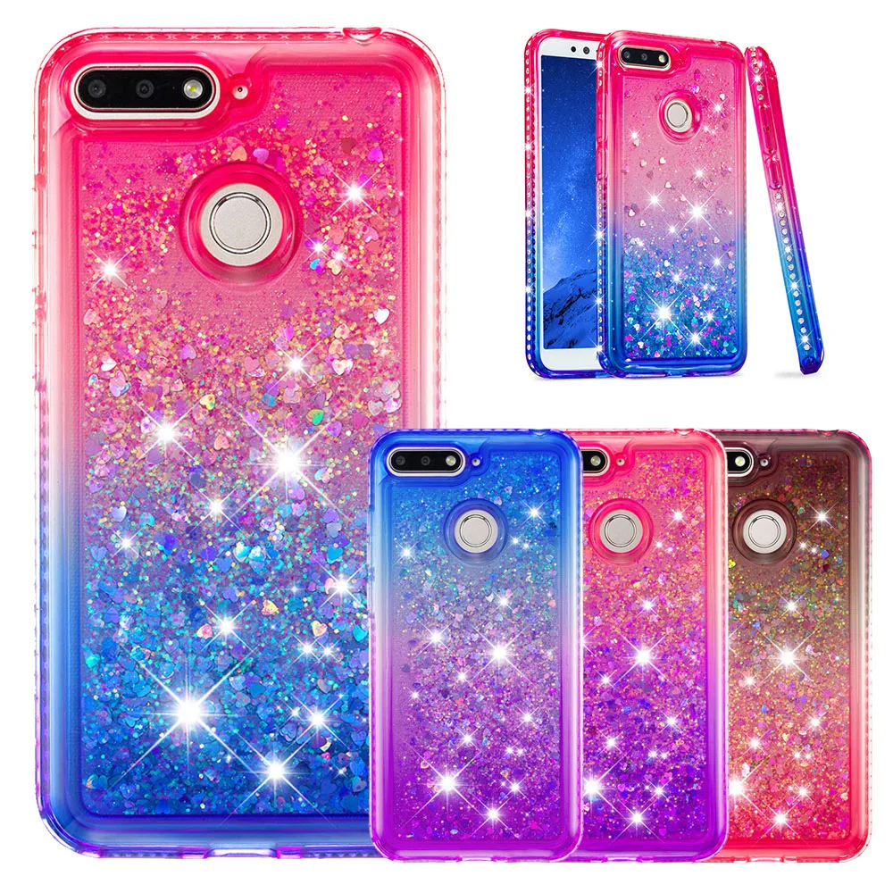 Diamond Glitter Case For Huawei Honor 7C Aum-L41 5.7 Gradient Liquid Quicksand Soft Case for Hu (26)
