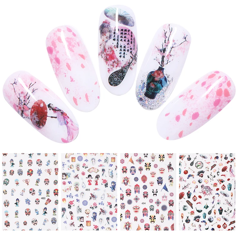 Стикеры 3D на ногти Nail Art ультра-тонкий клейкий трансферный наклейки китайский