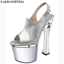 LAIJIANJINXIA/Женская обувь на высоком каблуке Босоножки с открытым носком женские туфли на высоком каблуке 18 см, на платформе, пряжки для тапочек экзотический танец