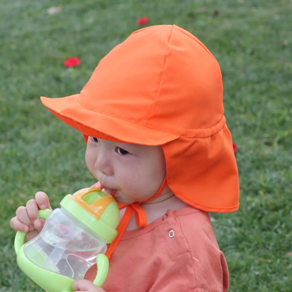 XDOMI Детская летняя Солнцезащитная шляпа UPF 50+ с защитой от ультрафиолета, уличная пляжная шляпа, шейный колпак с ушками, Кепка с регулируемой шнуровкой