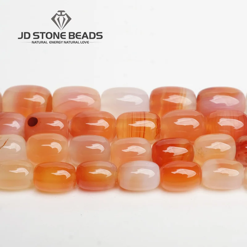 

JD Stone Beads Free Shipping Natural Red Agate Drum Barrel Shape Beads Semi-Finished Handmade Bracelet Beads Accessory