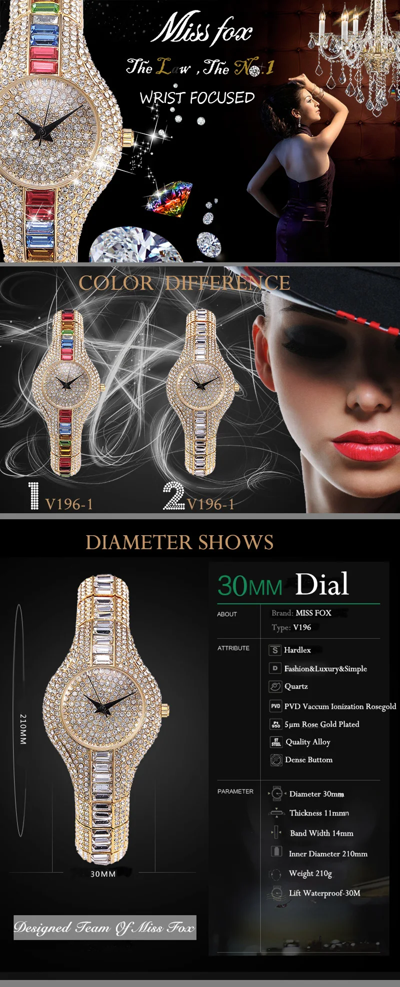 30mm Small Womens Watch Shockproof Waterproof Luxury Ladies Ar Metal Watch bracelets Rhinestone - womens-watches