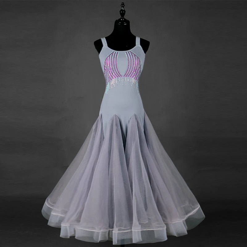 2018 grey Ballroom dance costumes sexy ballroom dance dress for women