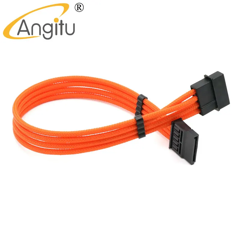 

4mm PET Sleeve Single Sleeved Molex to SATA 15Pin Power Extension Cable With 2pcs Cable Comb