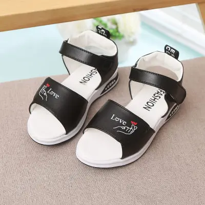 Летние Стильные Детские пляжные сандалии в стиле пэчворк детские тапочки на резиновой подошве без шнуровки для девочек детские Нескользящие сандалии 27-36 - Цвет: Черный