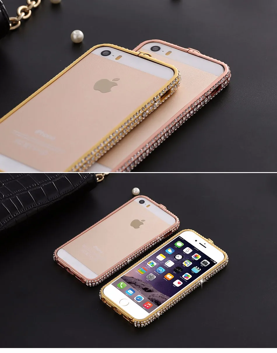 Kisscase горный хрусталь силиконовый чехол бампер для iPhone 6 6 S 7 Plus 5 5S SE case Чехол Алюминий Рамки чехол для iPhone 5 5S SE 6 6S 7 Plus Капа роскошный бриллиант для iphone 6 6s обложка для iphone 5 Fundas