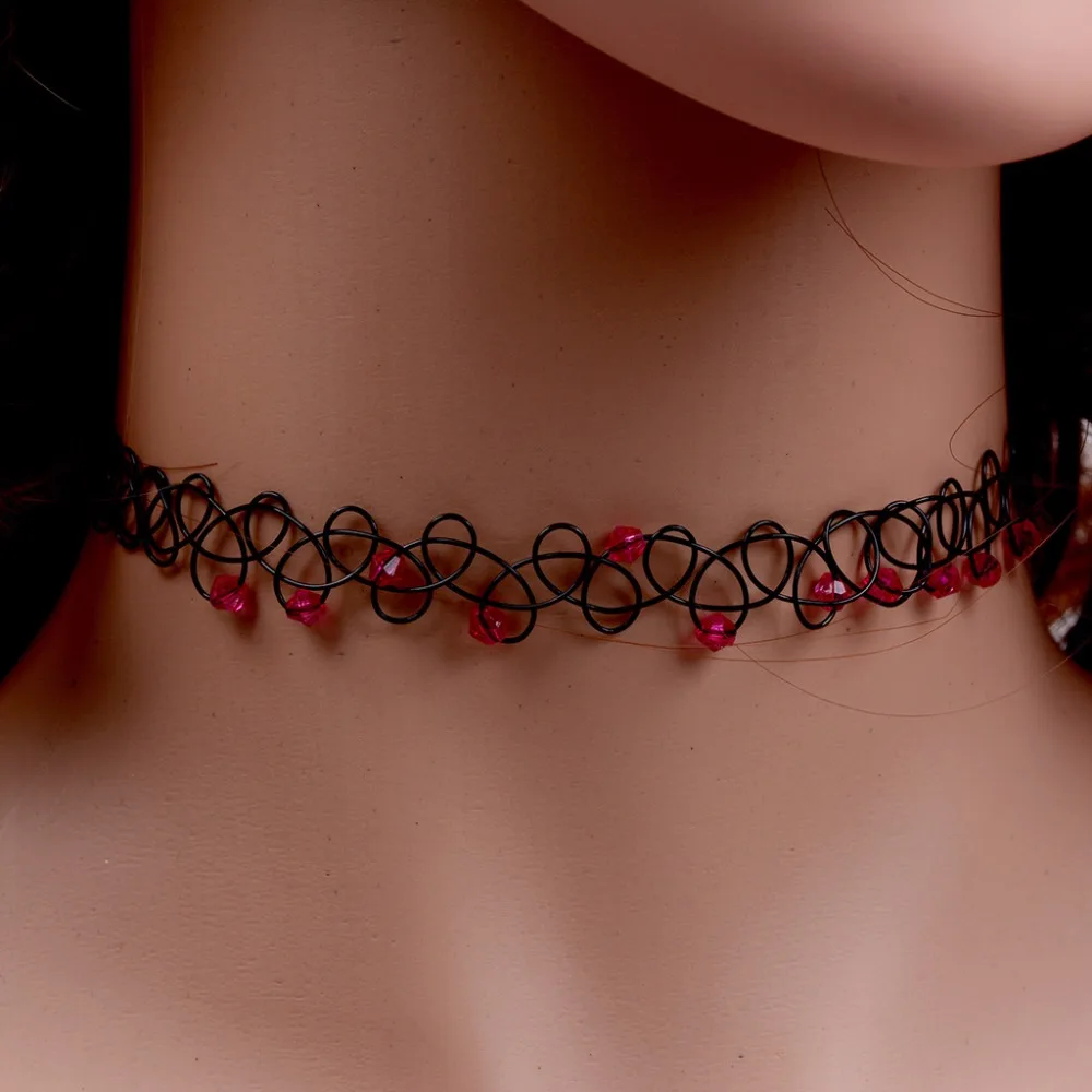 JUCHAO Collares Vintage Stretch Tattoo Choker Necklaces For Women Girl Charm Gothic Crystal Bea Necklace Female Wedding Gift - Image 4