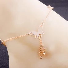 Borboleta Pingente de Ouro Cor Prata Tornozeleiras Pé Cadeia de Borla Verão Strass Praia Pé Pulseira Tornozeleira Artesanal Jóias