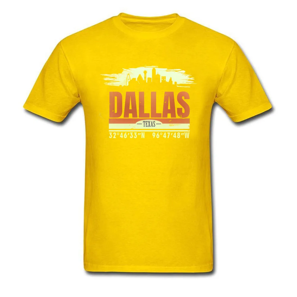 T Shirt Dallas City Old School design Summer/Autumn Short Sleeve 100% Cotton O Neck Men Top T-shirts Design Tops Tees Hot Sale Dallas City Old School design yellow