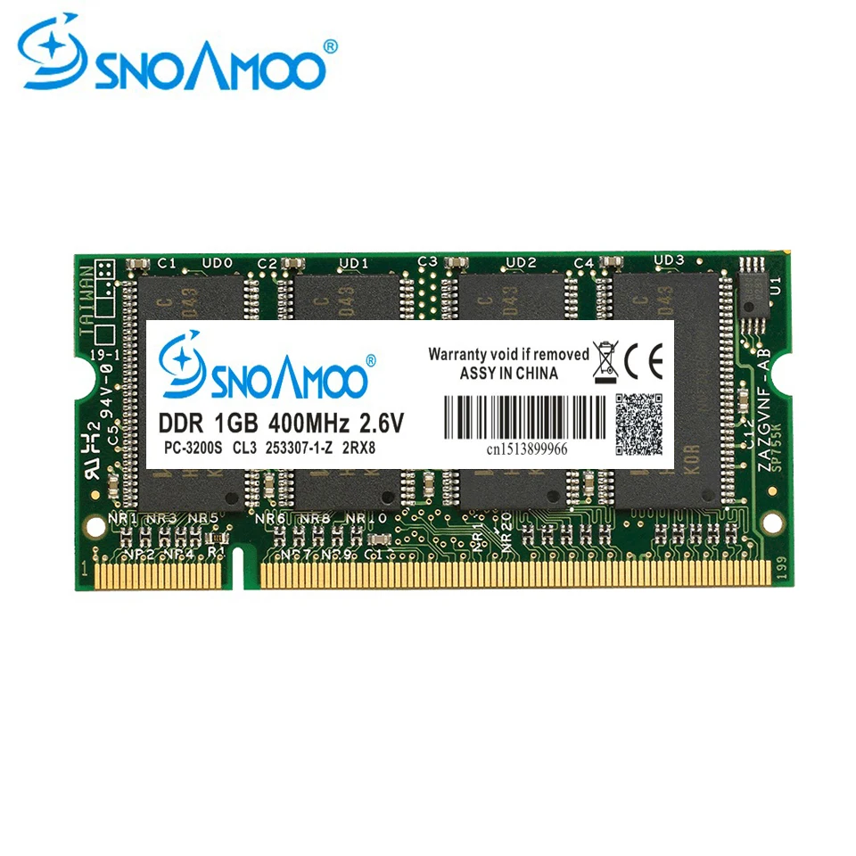 SNOAMOO ноутбук память DDR 1 ГБ 333 МГц PC2700 400 МГц PC3200 200Pin DDR 1 ГБ CL3 CL2.5 2,6 V SO-DIMM ноутбуки ОЗУ пожизненная Гарантия