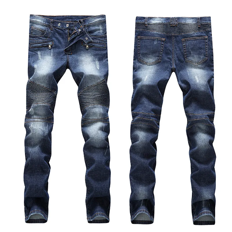 2016 NEW Men s high quality casual jeans Skinny pants motorcycle biker men washing to do