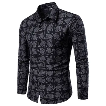 

Spring Summer Men shirt Casual Pattern Stand Collar Button polyester short long sleeve printed Shirt Beach Daliy hot sale c0502