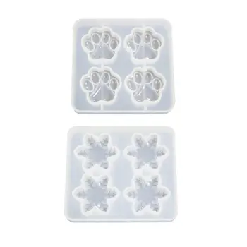 

Cute Pet Paw Snowflake Pendant Silicone Resin Mold Jewelry Making Baking Tools