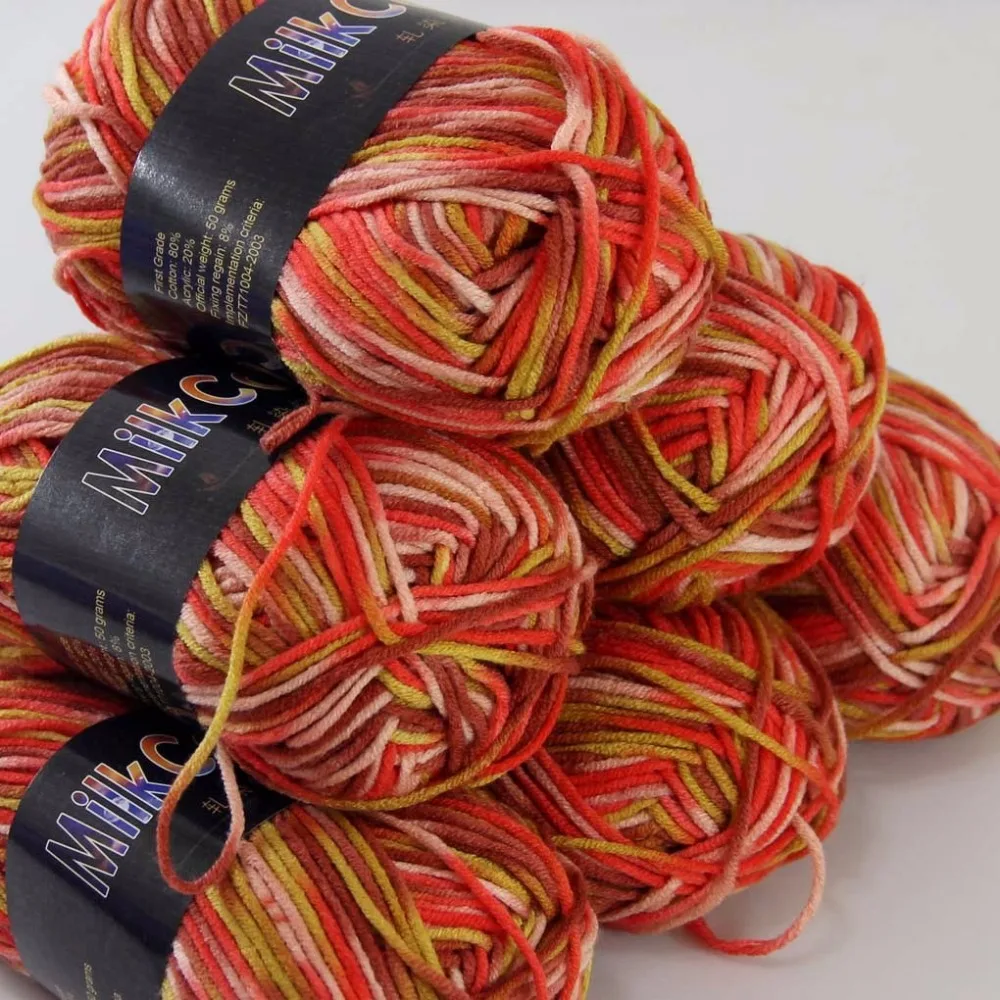Sale 6ballsx50g Soft Cotton Baby Yarn New Hand-dyed Wool Socks Scarf Knitting yarn Red mixed 2075-20-6 | Дом и сад