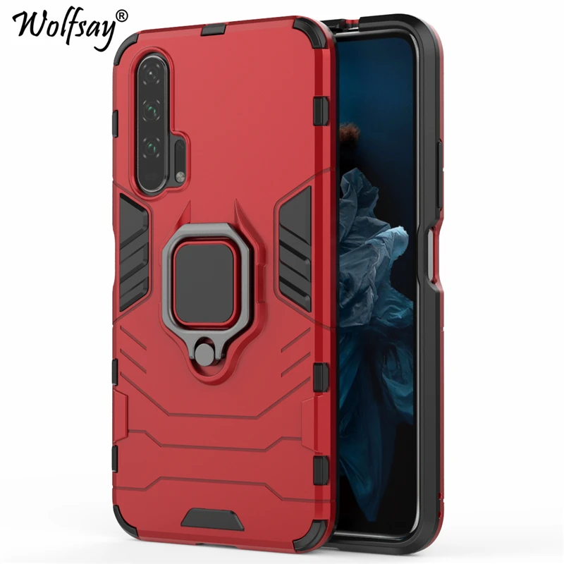 Чехол Wolfsay для Huawei Honor 20 Pro автомобильный держатель бронированные Чехлы Жесткий ПК