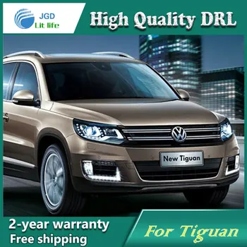

high quality ! 12V 6000k LED DRL Daytime running light case for VW Tiguan 2013 Fog lamp frame Fog light Car styling