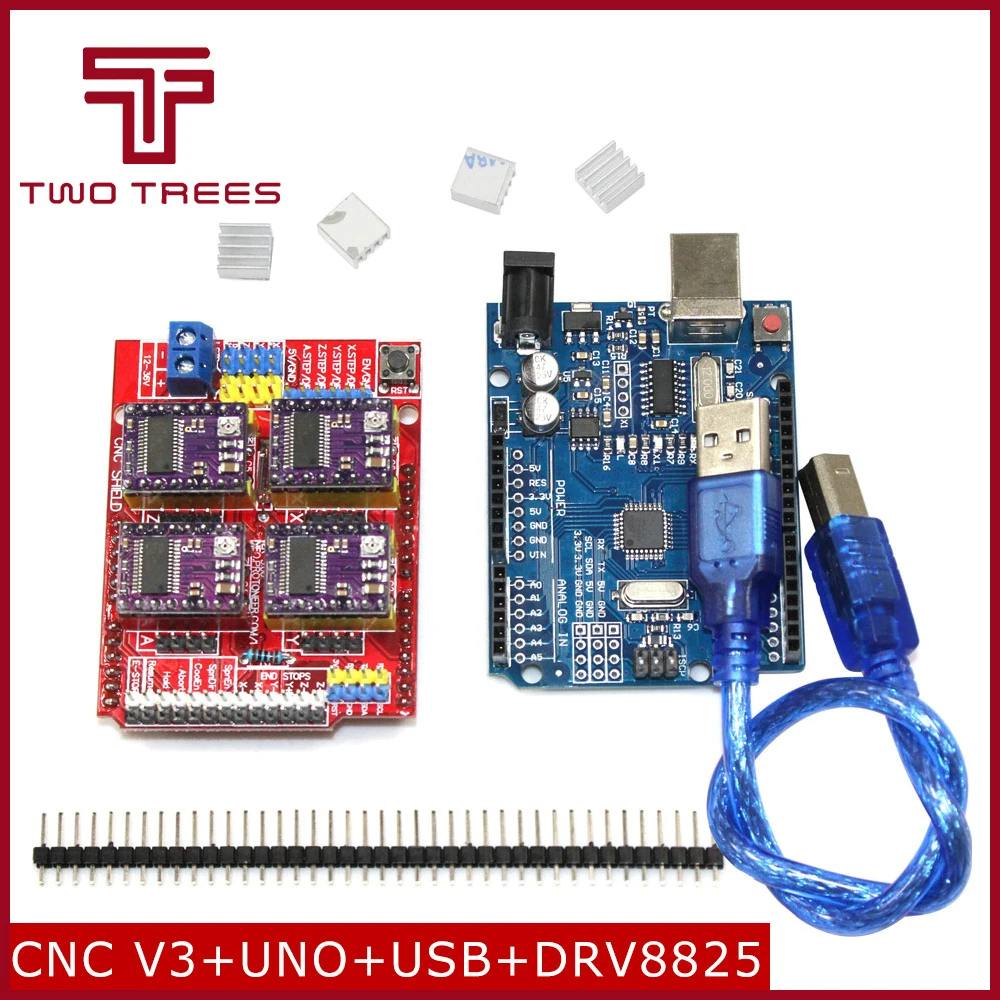 Cnc щит v3 гравировальный станок 3d принтер + 4 шт. A4988/DRV8825 драйвер Плата расширения UNO