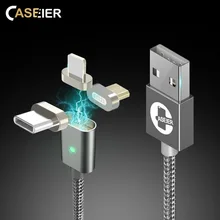 CASEIER Быстрый Магнитный кабель для Apple iPhone IOS type C Магнит Micro USB быстрое зарядное устройство светодиодный кабель для samsung huawei Xiaomi кабель